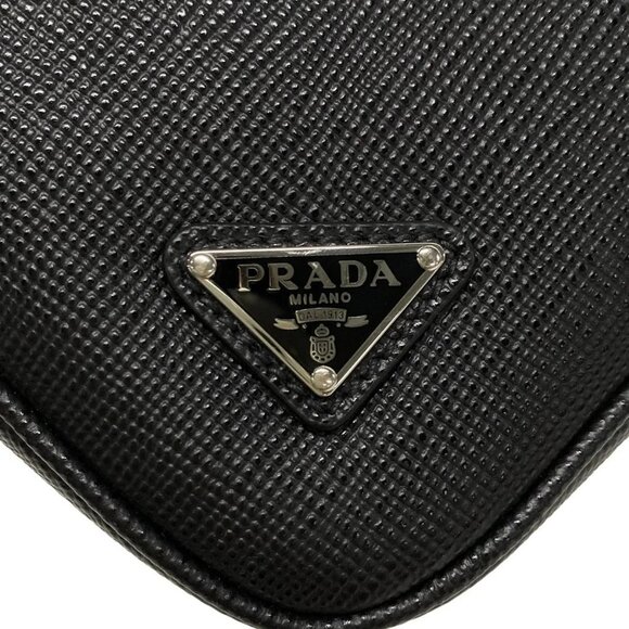 Auth PRADA - 2NE054 Black Saffiano Leather Clutch Bag - Picture 3 of 16